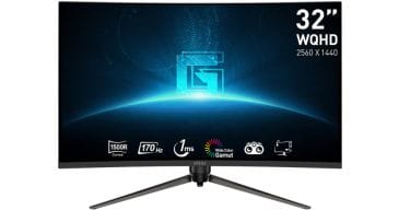 MSI G32CQ5P 32" WQHD VA 170Hz Curved Gaming Monitor (9S6-3DB44H-034)