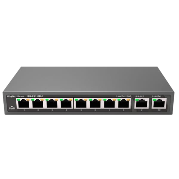 Ruijie RG-ES110D-P 8-Port Desktop Unmanaged Switch main product photo